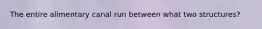 The entire alimentary canal run between what two structures?