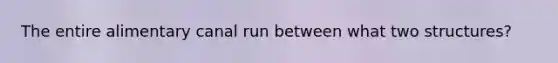 The entire alimentary canal run between what two structures?