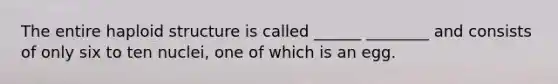 The entire haploid structure is called ______ ________ and consists of only six to ten nuclei, one of which is an egg.