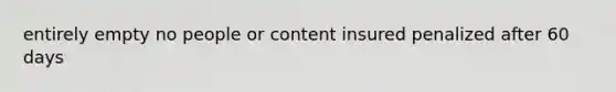 entirely empty no people or content insured penalized after 60 days