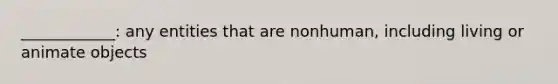 ____________: any entities that are nonhuman, including living or animate objects