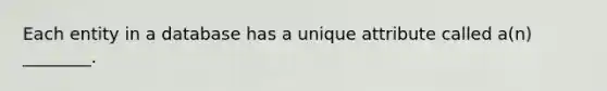 Each entity in a database has a unique attribute called a(n) ________.