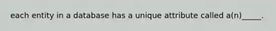 each entity in a database has a unique attribute called a(n)_____.