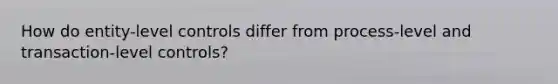 How do entity-level controls differ from process-level and transaction-level controls?