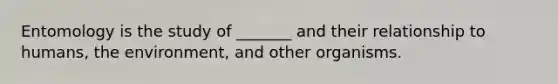 Entomology is the study of _______ and their relationship to humans, the environment, and other organisms.