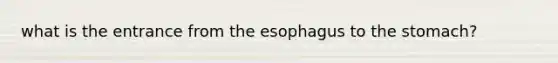 what is the entrance from <a href='https://www.questionai.com/knowledge/kSjVhaa9qF-the-esophagus' class='anchor-knowledge'>the esophagus</a> to <a href='https://www.questionai.com/knowledge/kLccSGjkt8-the-stomach' class='anchor-knowledge'>the stomach</a>?