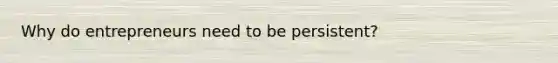 Why do entrepreneurs need to be persistent?