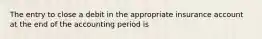 The entry to close a debit in the appropriate insurance account at the end of the accounting period is