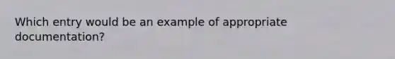 Which entry would be an example of appropriate documentation?