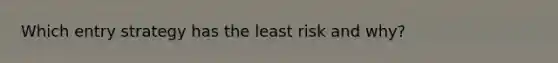 Which entry strategy has the least risk and why?