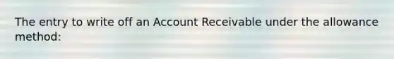 The entry to write off an Account Receivable under the allowance method: