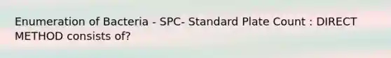 Enumeration of Bacteria - SPC- Standard Plate Count : DIRECT METHOD consists of?