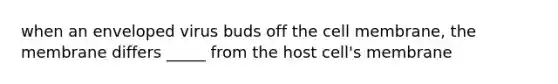when an enveloped virus buds off the cell membrane, the membrane differs _____ from the host cell's membrane