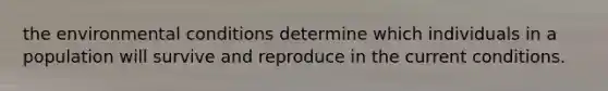 the environmental conditions determine which individuals in a population will survive and reproduce in the current conditions.