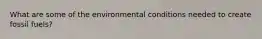 What are some of the environmental conditions needed to create fossil fuels?