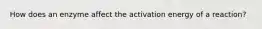 How does an enzyme affect the activation energy of a reaction?