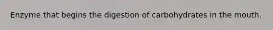 Enzyme that begins the digestion of carbohydrates in the mouth.