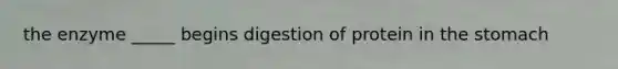 the enzyme _____ begins digestion of protein in <a href='https://www.questionai.com/knowledge/kLccSGjkt8-the-stomach' class='anchor-knowledge'>the stomach</a>