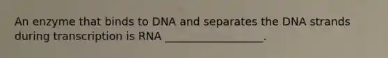 An enzyme that binds to DNA and separates the DNA strands during transcription is RNA __________________.