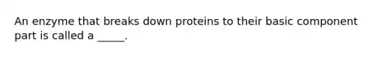 An enzyme that breaks down proteins to their basic component part is called a _____.