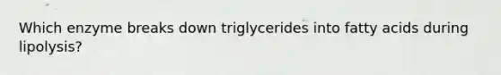 Which enzyme breaks down triglycerides into fatty acids during lipolysis?