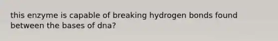 this enzyme is capable of breaking hydrogen bonds found between the bases of dna?