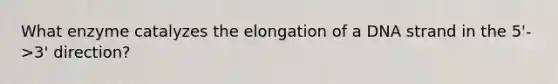 What enzyme catalyzes the elongation of a DNA strand in the 5'->3' direction?