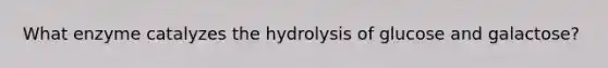 What enzyme catalyzes the hydrolysis of glucose and galactose?