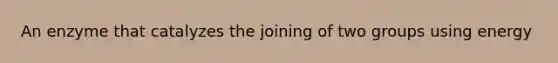 An enzyme that catalyzes the joining of two groups using energy