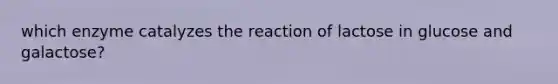 which enzyme catalyzes the reaction of lactose in glucose and galactose?