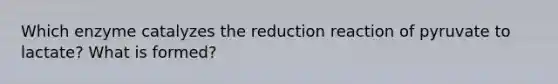 Which enzyme catalyzes the reduction reaction of pyruvate to lactate? What is formed?