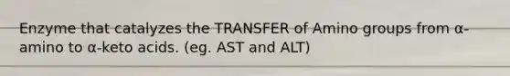 Enzyme that catalyzes the TRANSFER of Amino groups from α-amino to α-keto acids. (eg. AST and ALT)