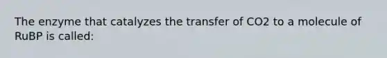 The enzyme that catalyzes the transfer of CO2 to a molecule of RuBP is called: