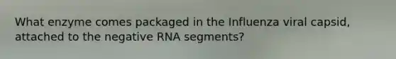 What enzyme comes packaged in the Influenza viral capsid, attached to the negative RNA segments?