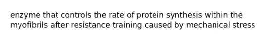 enzyme that controls the rate of protein synthesis within the myofibrils after resistance training caused by mechanical stress