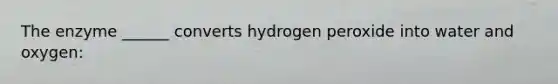 The enzyme ______ converts hydrogen peroxide into water and oxygen: