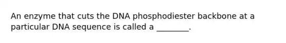 An enzyme that cuts the DNA phosphodiester backbone at a particular DNA sequence is called a ________.