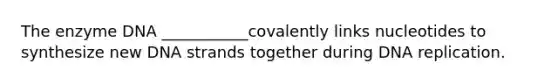 The enzyme DNA ___________covalently links nucleotides to synthesize new DNA strands together during DNA replication.