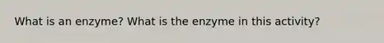 What is an enzyme? What is the enzyme in this activity?