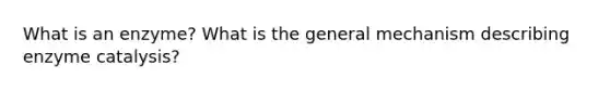 What is an enzyme? What is the general mechanism describing enzyme catalysis?