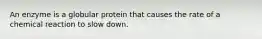 An enzyme is a globular protein that causes the rate of a chemical reaction to slow down.