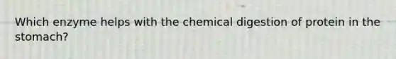 Which enzyme helps with the chemical digestion of protein in the stomach?