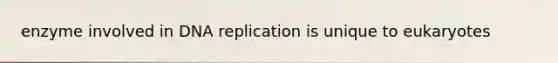 enzyme involved in DNA replication is unique to eukaryotes