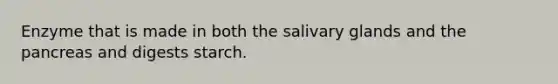 Enzyme that is made in both the salivary glands and the pancreas and digests starch.