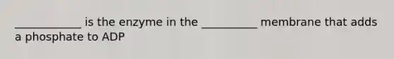 ____________ is the enzyme in the __________ membrane that adds a phosphate to ADP
