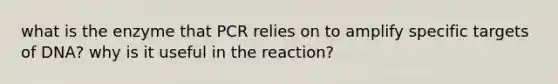 what is the enzyme that PCR relies on to amplify specific targets of DNA? why is it useful in the reaction?