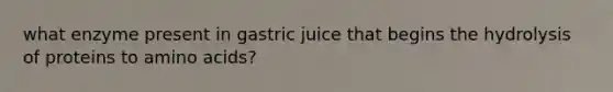 what enzyme present in gastric juice that begins the hydrolysis of proteins to amino acids?