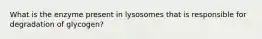 What is the enzyme present in lysosomes that is responsible for degradation of glycogen?