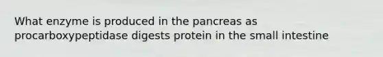 What enzyme is produced in the pancreas as procarboxypeptidase digests protein in the small intestine