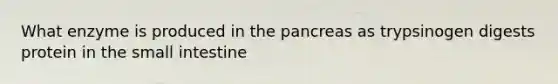 What enzyme is produced in the pancreas as trypsinogen digests protein in the small intestine